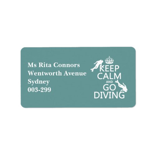 Keep Calm and Go scuba Diving all colors Label