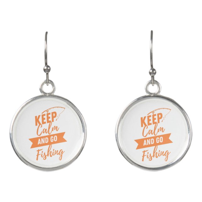 keep calm and go to fishing earrings (Front)