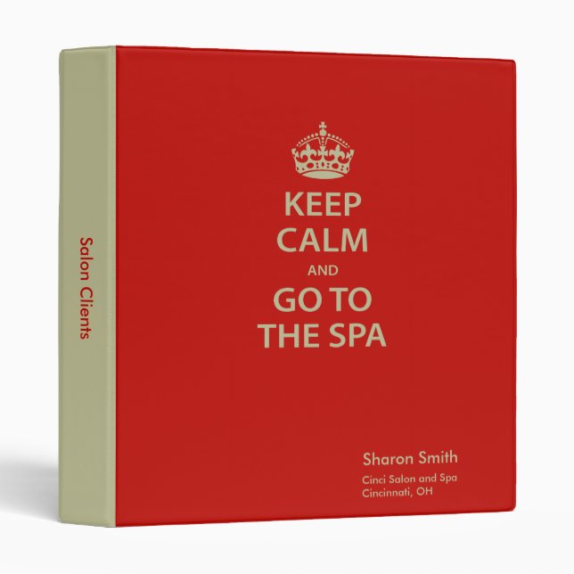 Keep Calm and Go to the Spa Binder (Front/Spine)