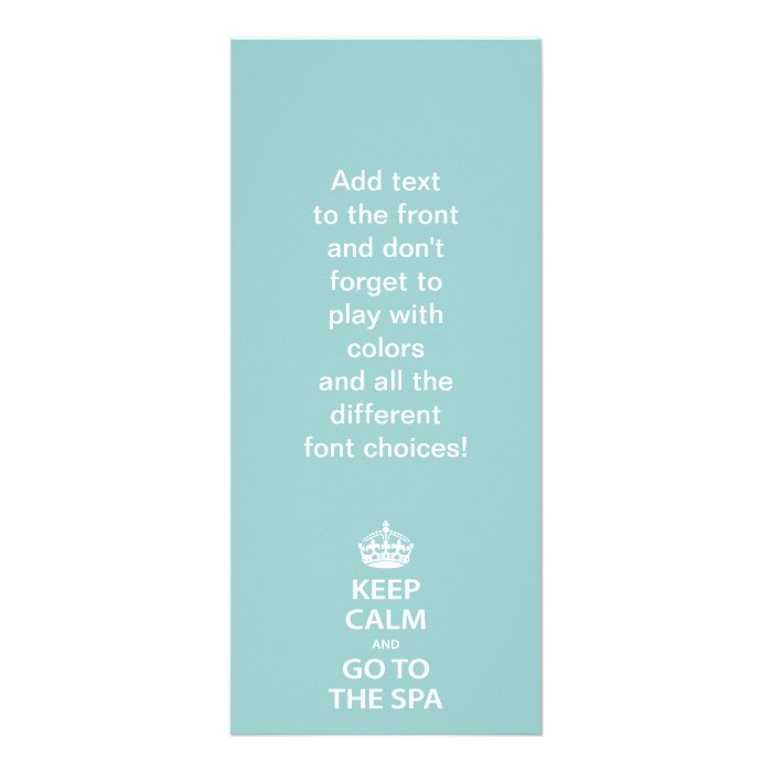 Keep Calm and Go To the Spa Full Color Rack Card