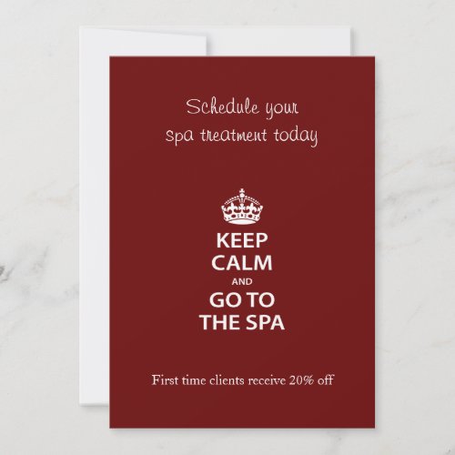 Keep Calm and Go To the Spa Custom Announcement
