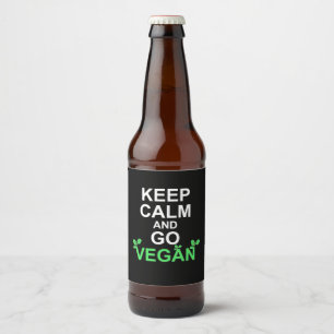 Keep Calm And Go Vegan Beer Bottle Label