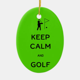 Keep Calm and Golf Ceramic Ornament