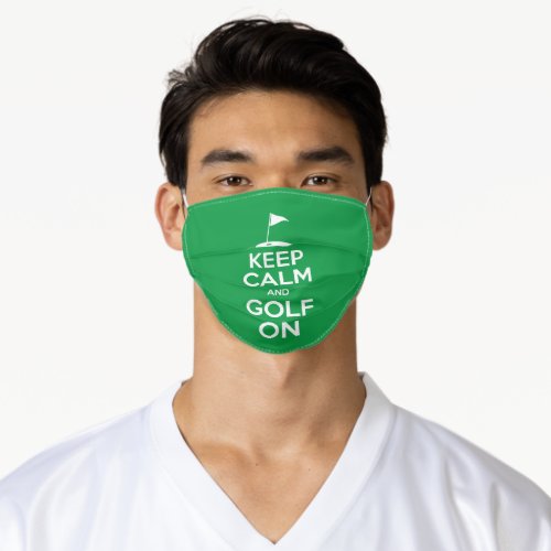 Keep Calm And Golf On Golfer Design Adult Cloth Face Mask