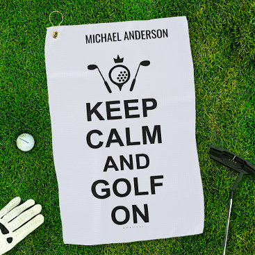 Keep Calm and Golf On Golfing Quote Custom Golfers Golf Towel