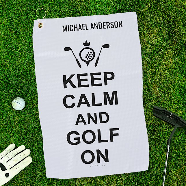 Keep Calm and Golf On Golfing Quote Custom Golfers Golf Towel (Creator Uploaded)