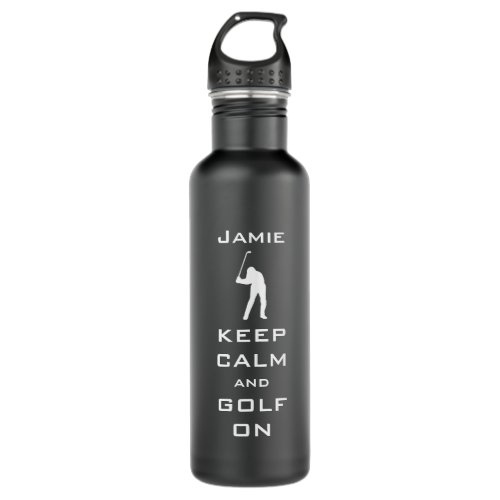 KEEP CALM AND GOLF on Your Name Stainless Steel Water Bottle