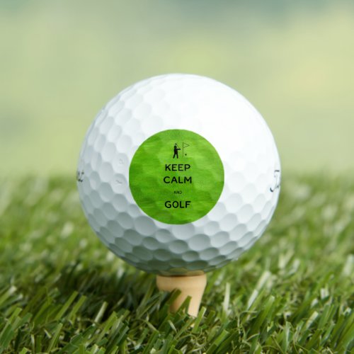 Keep Calm and Golf with Putting Green Backdrop Golf Balls