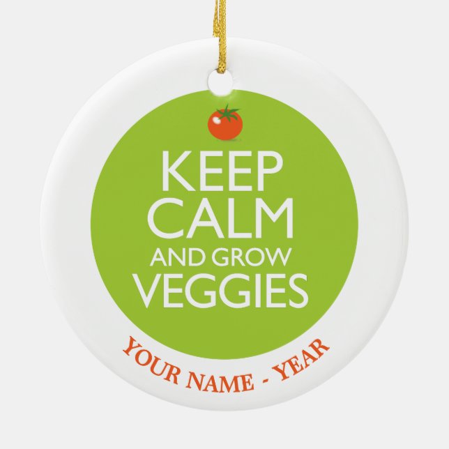 Keep Calm and Grow Veggies 2 Ceramic Ornament (Back)