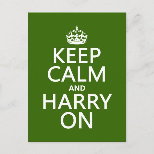 Keep Calm and Harry On any color Postcard