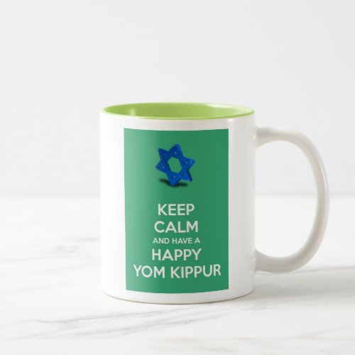 Keep calm and have a Happy Yom Kippur Jewish Two_Tone Coffee Mug