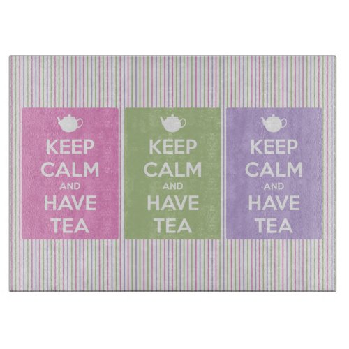 Keep Calm and Have Tea Collage Cutting Board