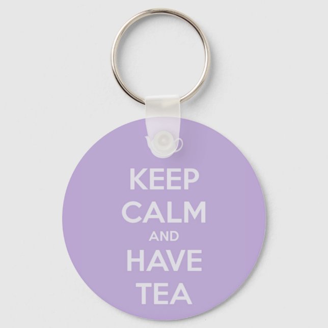 Keep Calm and Have Tea Lavender Keychain (Front)