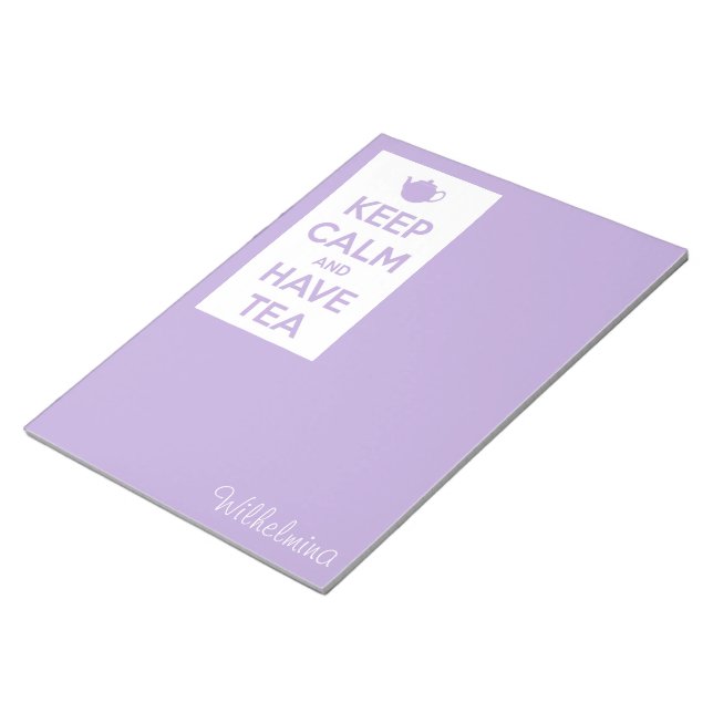 Keep Calm and Have Tea Lavender Personalized Notepad (Angled)