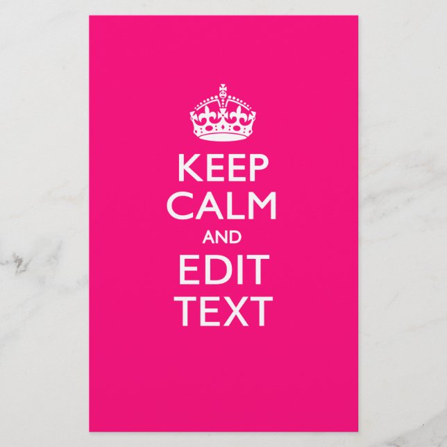 KEEP CALM AND Have Your Text EASILY PINK Stationery (Front)