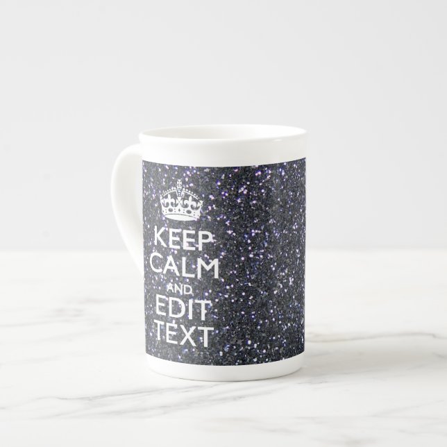 Keep Calm and Have Your Text on Midnight Bone China Mug (Front Left)