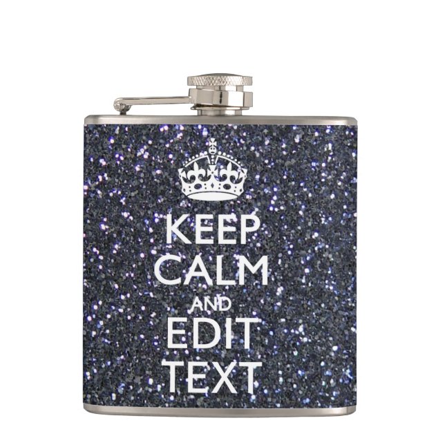 Keep Calm and Have Your Text on Midnight Flask (Front)
