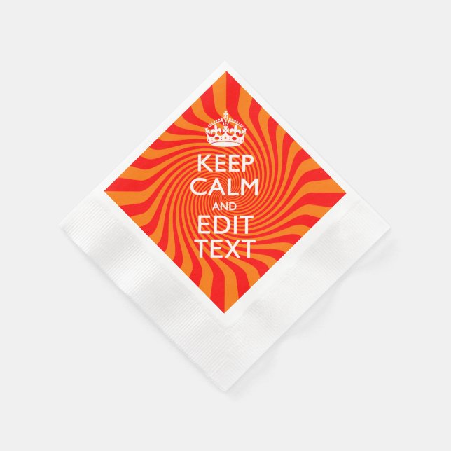 Keep Calm And Have Your Text Orange Swirl Paper Napkins (Corner)