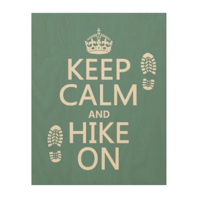 Keep Calm and Hike On (any background color) Wood Wall Decor