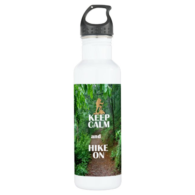 Keep Calm and Hike On Stainless Steel Water Bottle (Front)