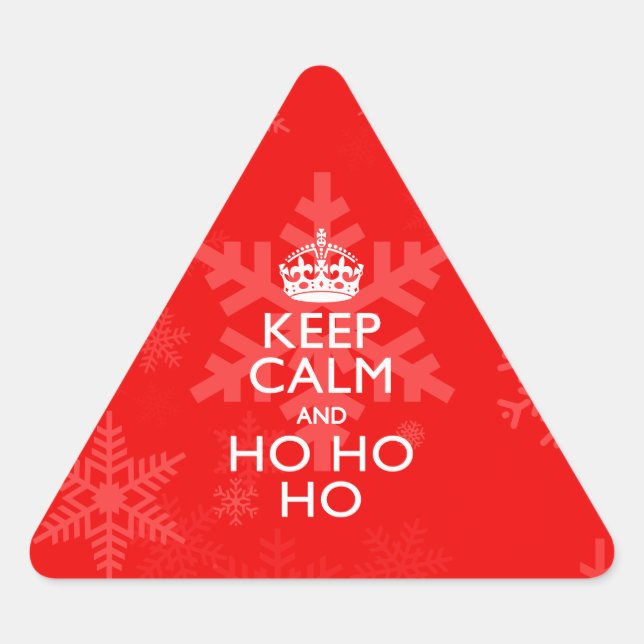 Keep Calm And Ho Ho Ho Accent Red Snowflakes Triangle Sticker (Front)