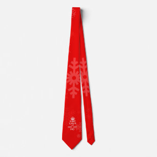Keep Calm And Ho Ho Ho on Red Snowflakes Tie