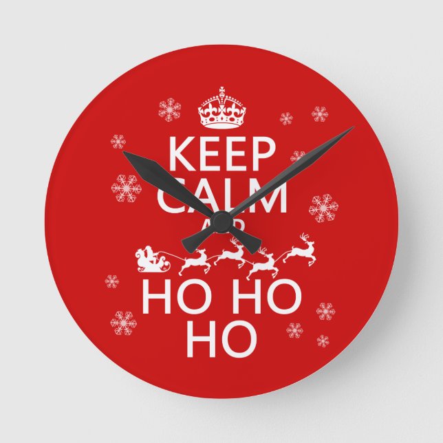 Keep Calm and Ho Ho Ho Round Clock (Front)