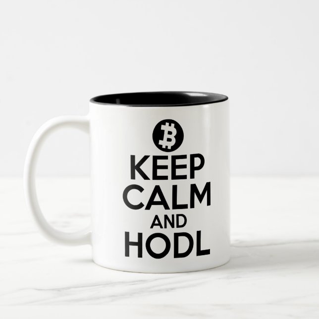 Keep Calm and HODL Two-Tone Coffee Mug (Left)
