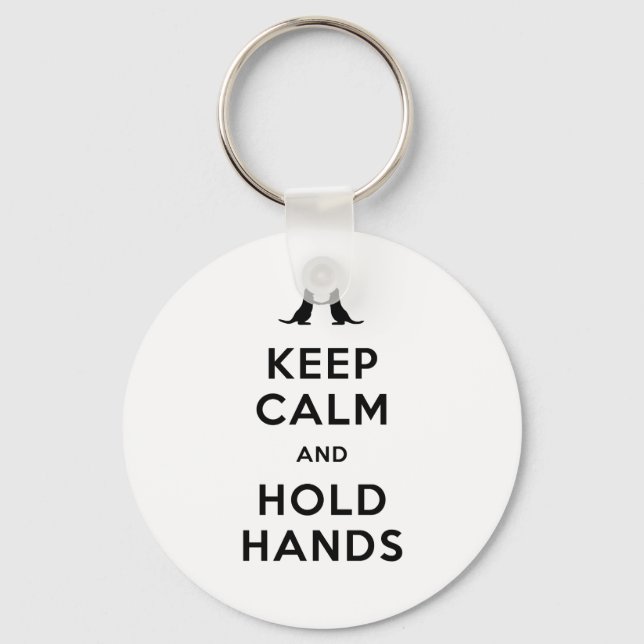 Keep Calm and Hold Hands (Otters Holding Hands) Keychain (Front)