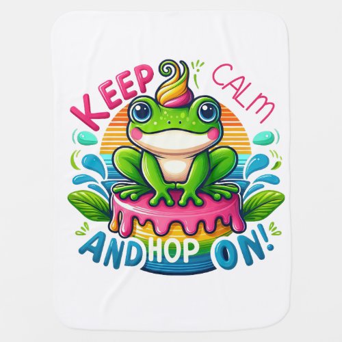 Keep calm and hop on baby blanket