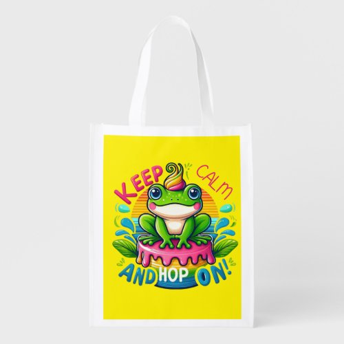Keep calm and hop on grocery bag