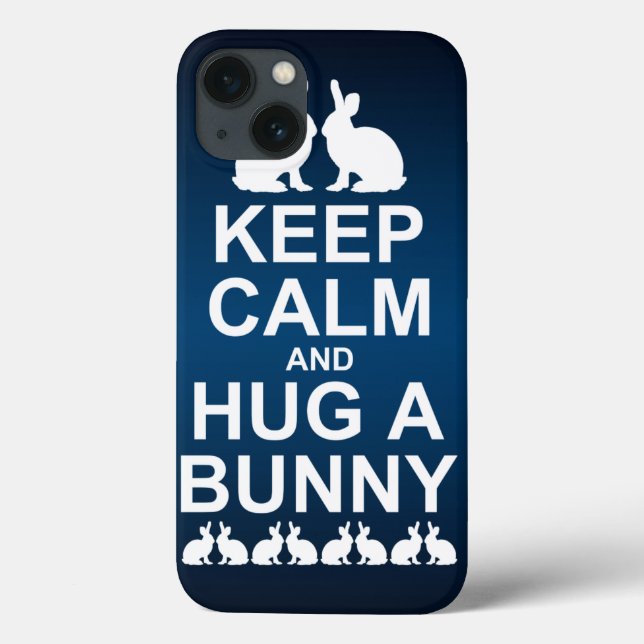 Keep Calm and  Hug a Bunny iPad Case (Blue/Black) (Back)