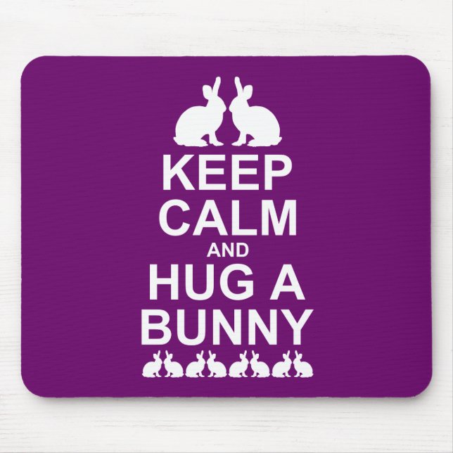 Keep Calm and Hug a Bunny Mousemat (Fushia) Mouse Pad (Front)