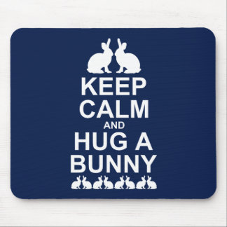 Keep Calm and Hug a Bunny Mousemat (Navy) Mouse Pad