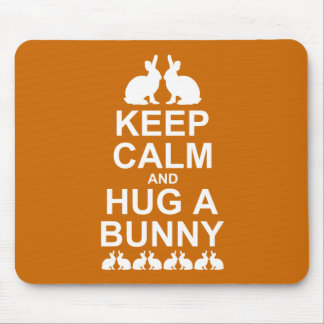 Keep Calm and Hug a Bunny Mousemat (Orange) Mouse Pad