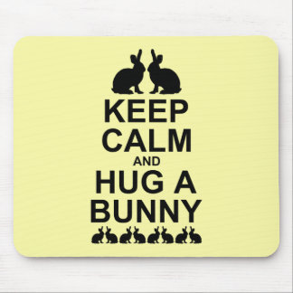 Keep Calm and Hug a Bunny Mousemat (Pale Yellow) Mouse Pad