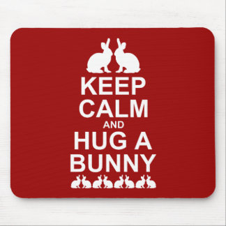 Keep Calm and Hug a Bunny Mousemat (Red) Mouse Pad
