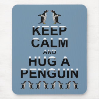 Keep Calm and Hug a Penguin Mousemat (Sky Blue) Mouse Pad