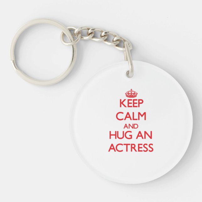 Keep Calm and Hug an Actress Keychain (Front)