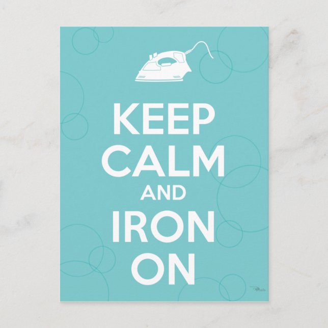 Keep Calm and Iron On Postcard (Front)