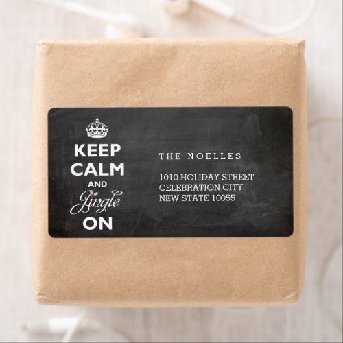 Keep Calm And Jingle On Chalkboard Funny Holiday Label