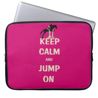 Keep Calm and Jump On Pink Horse Laptop Sleeve