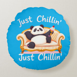 Keep Calm and Just Chillin' with Ice Cream Round Pillow