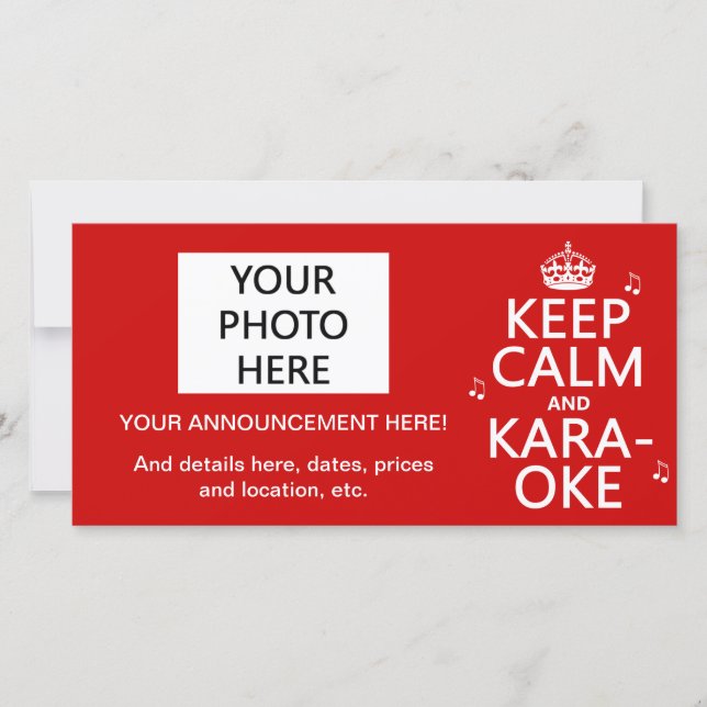 Keep Calm and Karaoke (customize color) Announcement (Front)