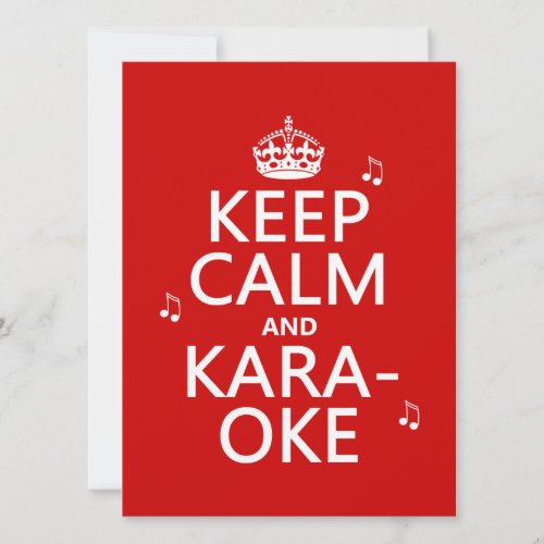 Keep Calm and Karaoke customize color Invitation