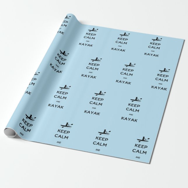 Keep Calm and Kayak Person in Boat Wrapping Paper (Unrolled)