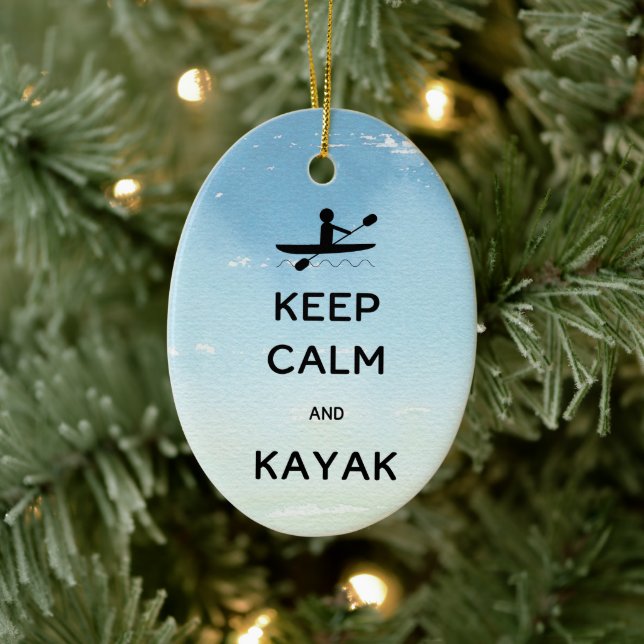 Keep Calm and Kayak with Name Date Ceramic Ornament (Tree)