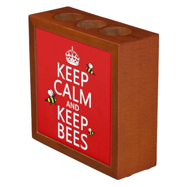 Keep Calm and Keep Bees - all colours Desk Organizer (Angled)