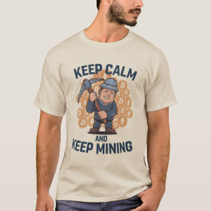 Keep Calm and Keep Mining - Crypto Miner Cartoon T-Shirt
