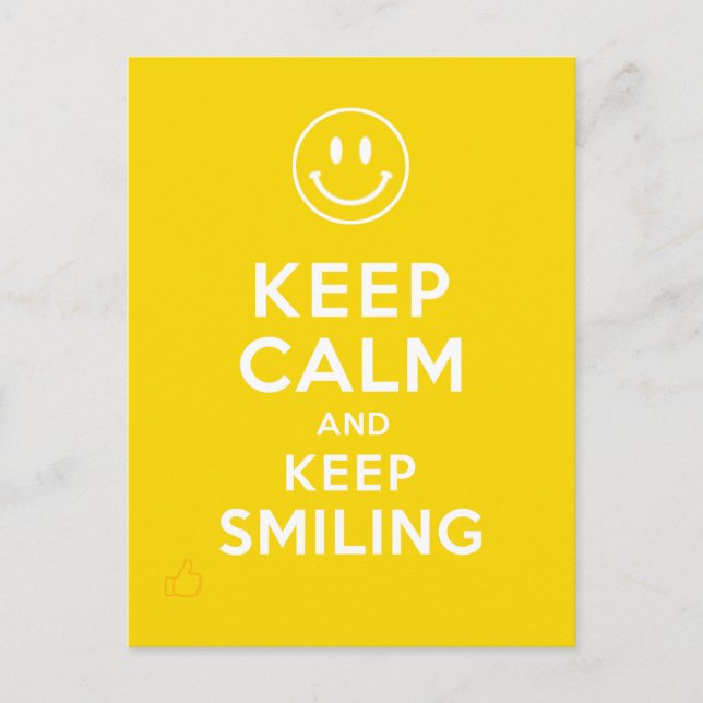 Keep Calm And Keep Smiling Postcard (Front)